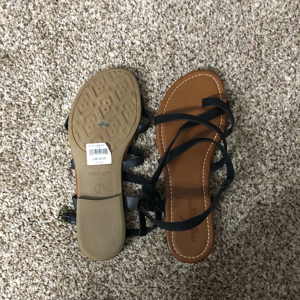 Black flat summer sandals from American Eagle